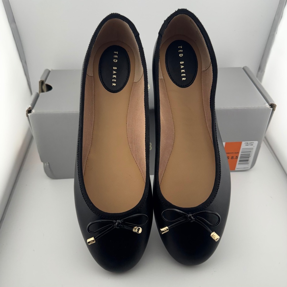 Ted Baker Ballet Flats Women 8.5 Black New Leather Bow Round Toe 1967199 - Picture 3 of 9